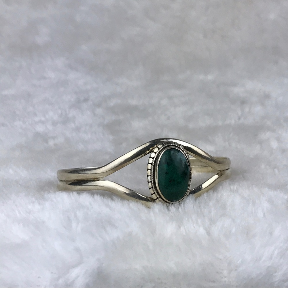 Vtg 925 Sterling Silver Cuff Bracelet Turquoise